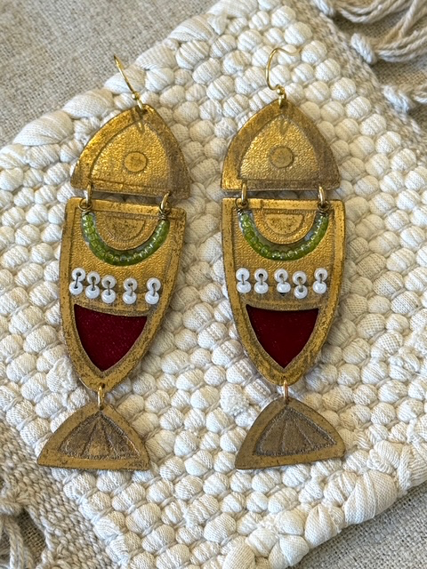 Thumbnail: Handmade brass Earrings, fish earrings, color full fish earrings