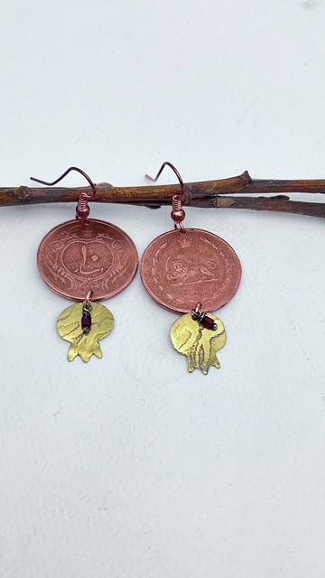Thumbnail: Persian coin with brass pomegranate and red beads