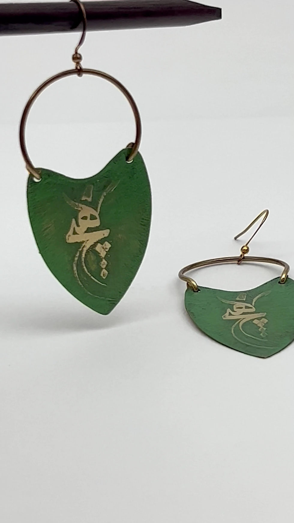 Thumbnail: Green Heech brass earrings