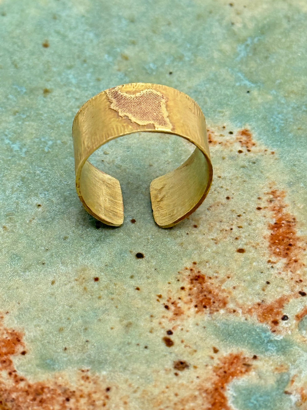 Thumbnail: Handmade Persian map ring, brass ring, adjustable ring
