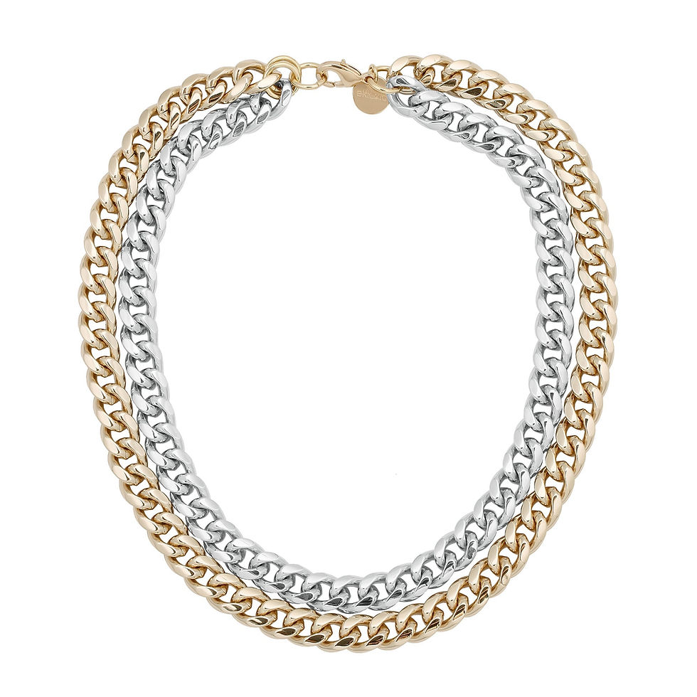 TWO-TONED DOUBLE CURB CHAIN NECKLACE by Eklexic