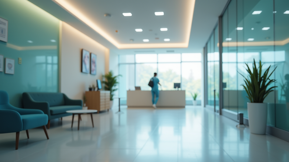 Eye-level view of medical clinic reception area