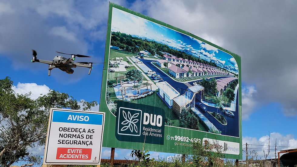 drone dji air2s filmando placa de empreendimento imobiliario DUO Residencial Arvores