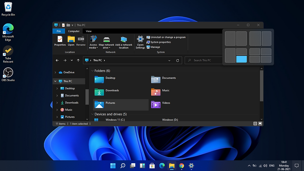 Multitasking improvements in windows 11.