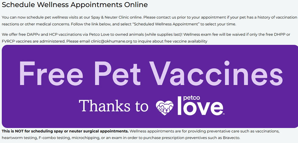 Free Pet Vaccines