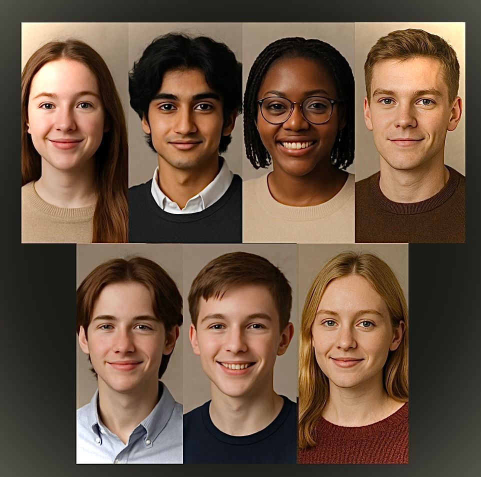 AI Modified Portraits of New Executive Team* (the ISYPO website is not on a private protected domain and we would not like to share unfiltered identifying images on a public domain URL in order to prioritise the digital safety of our members)