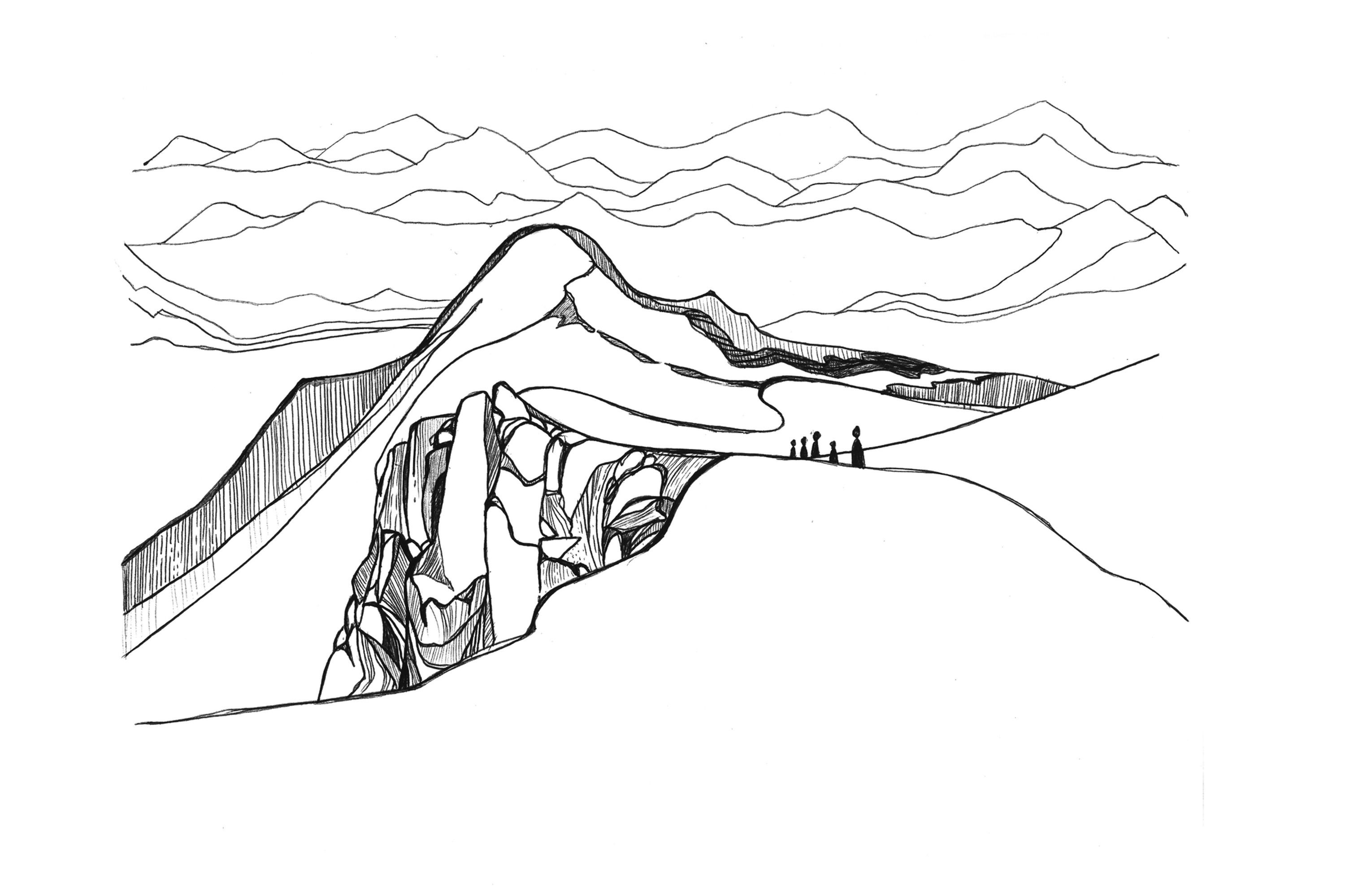 On the top of Cerro Piltriquitron- black and white -  Giclée Print