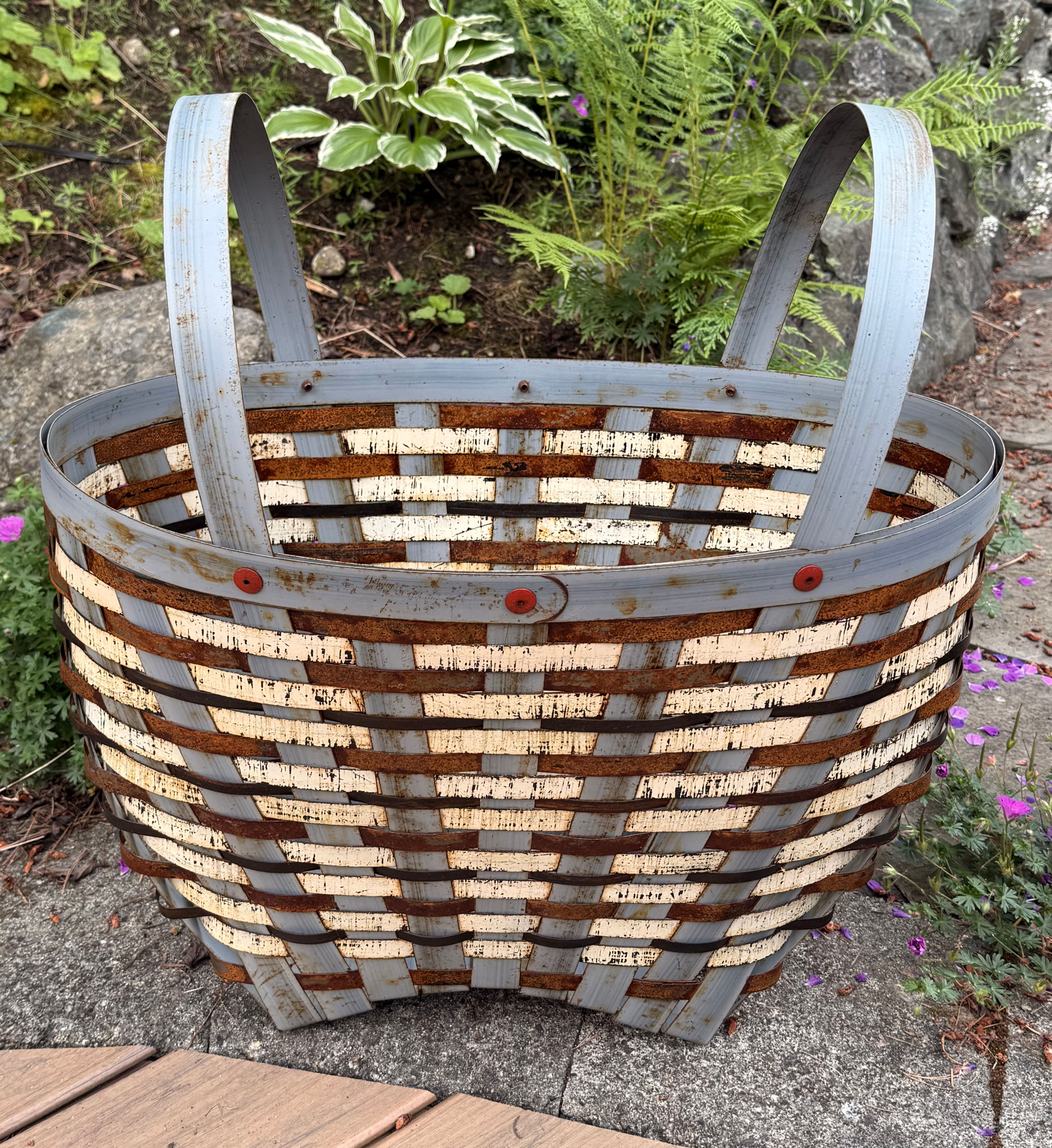 Peacock Basket (rust + cream)