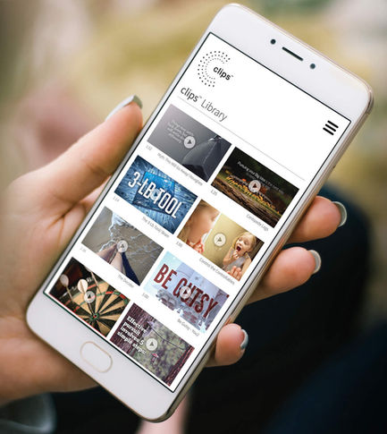 Library of videos displayed on a mobile phone