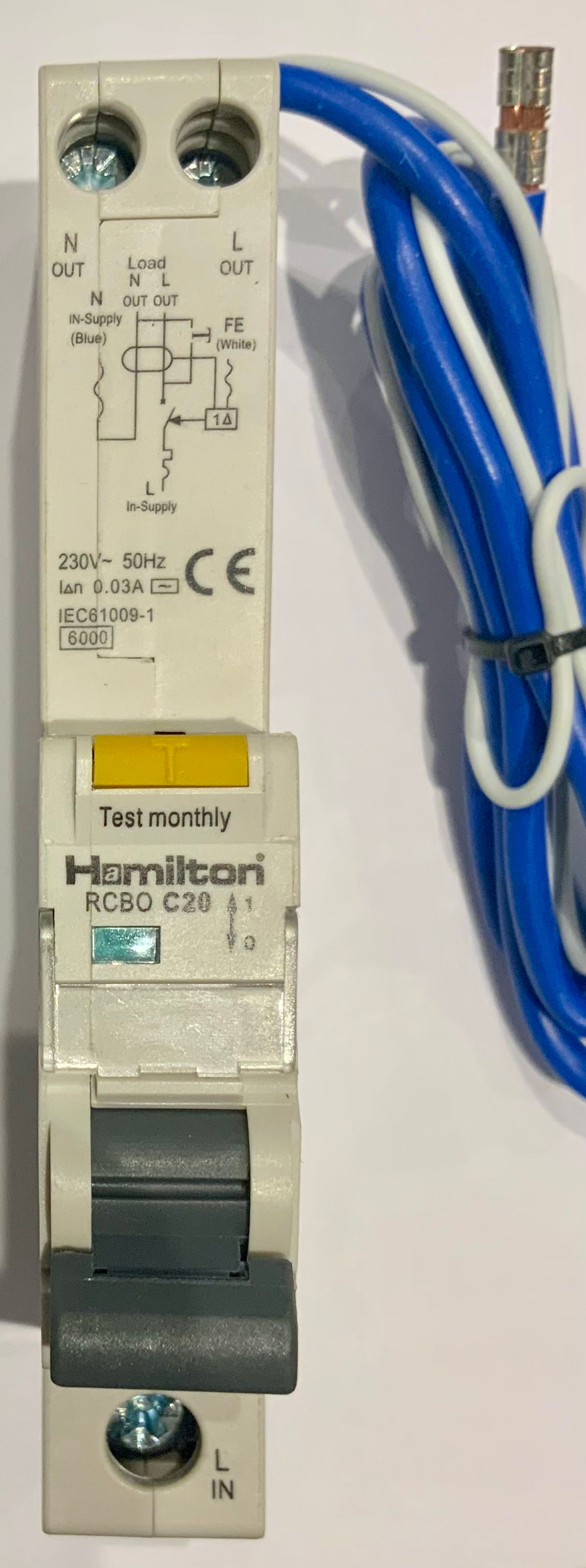 Hamilton HLRCBO2030C C20 RCBO 20A 30mA Type C 6kA