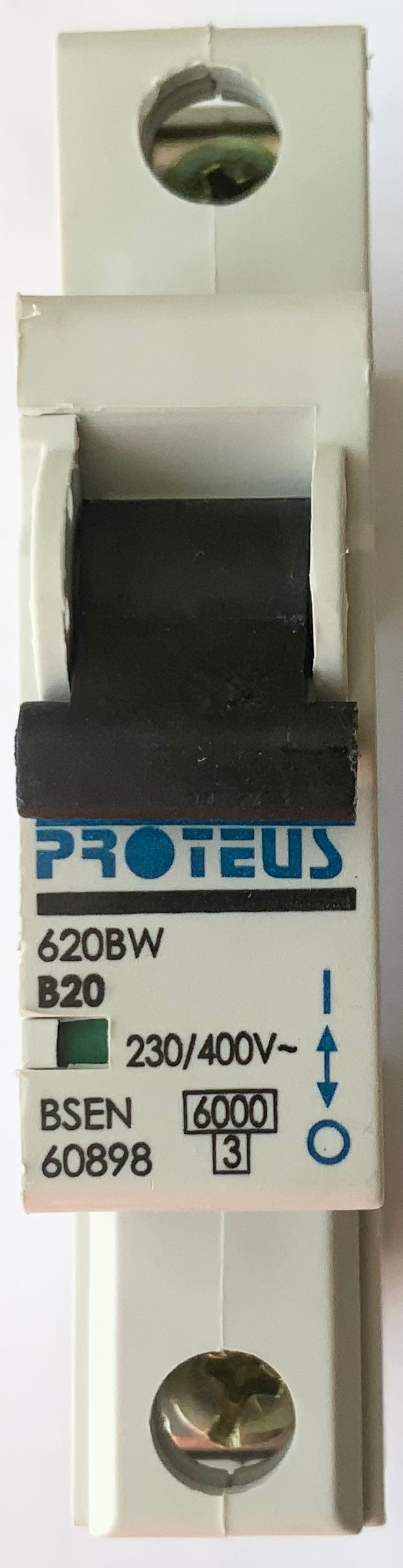 Proteus 620BW MCB B20 20A Type B Single Pole MCB