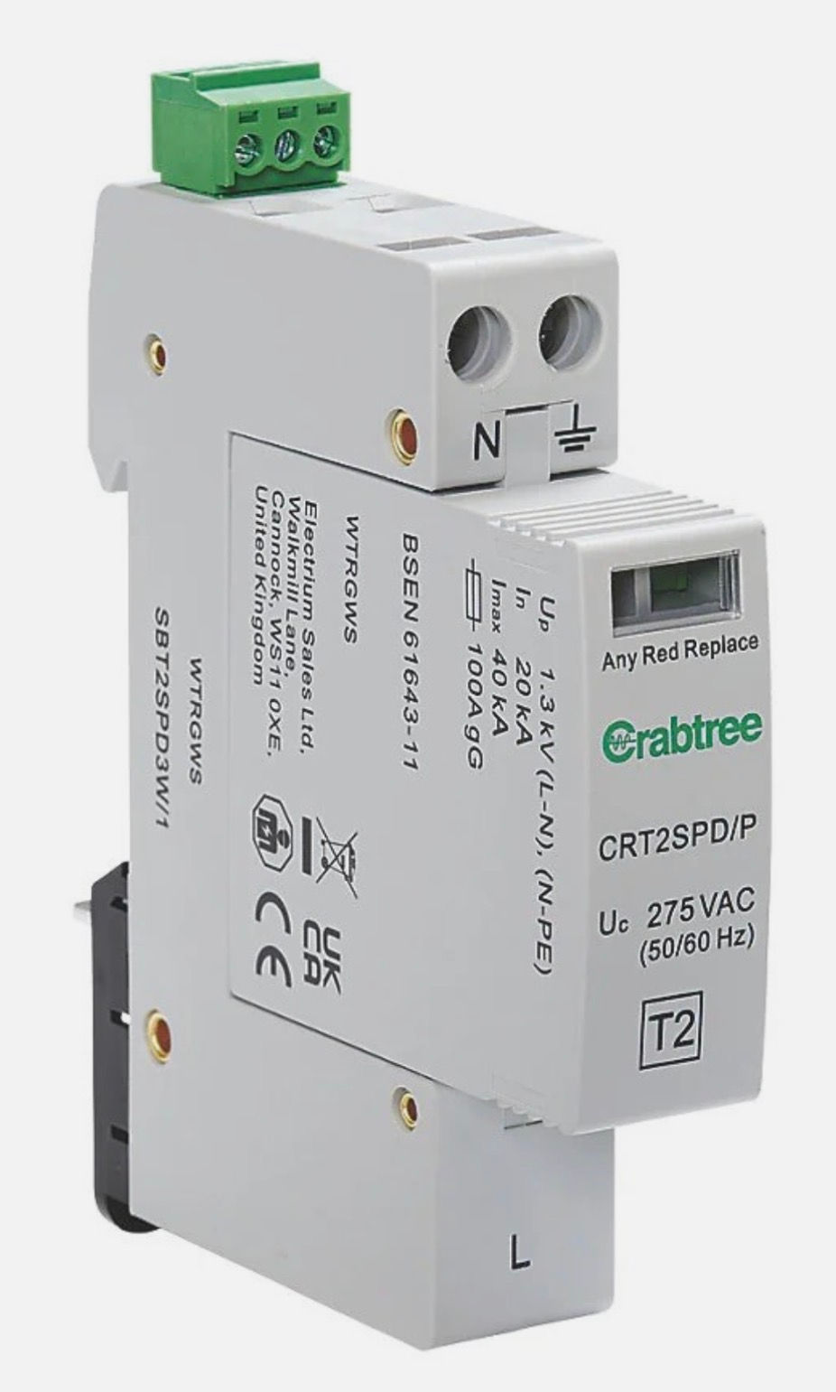 Crabtree SBT2SPD3W/1 Surge Protection Device Type 2