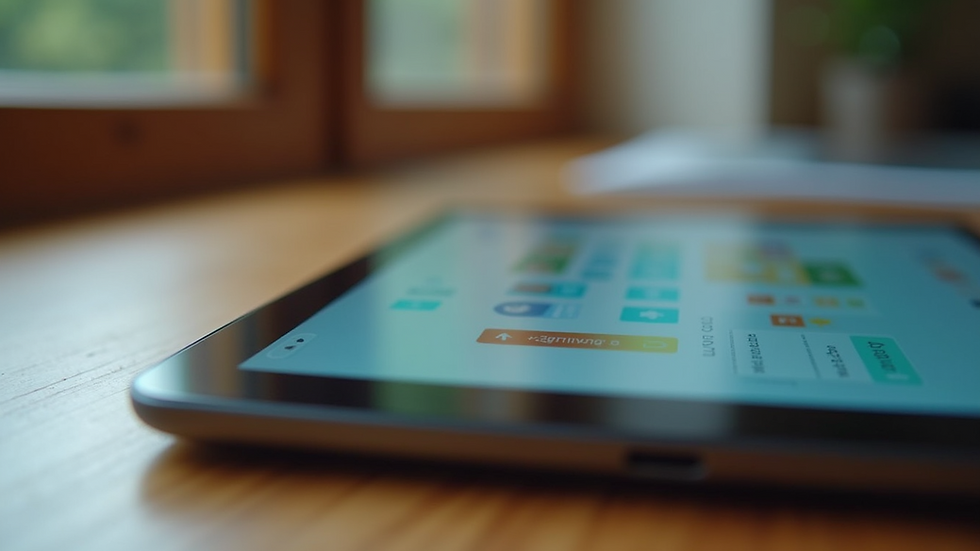 Close-up view of a digital tablet displaying an interactive learning app