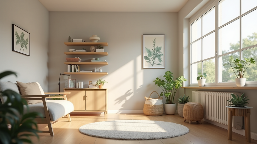Eye-level view of a serene and organized therapeutic space tailored for individuals with autism