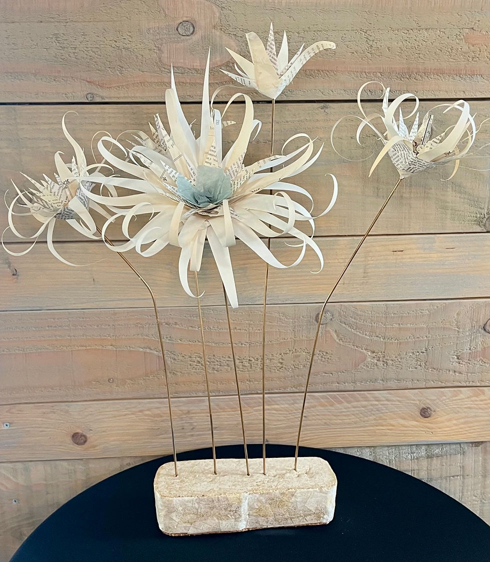 fleur papier livre recyclé