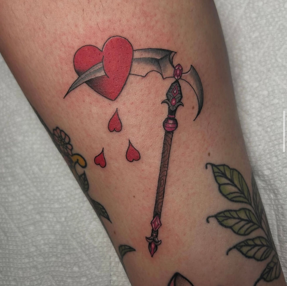 neotrad scythe tattoo by bridget