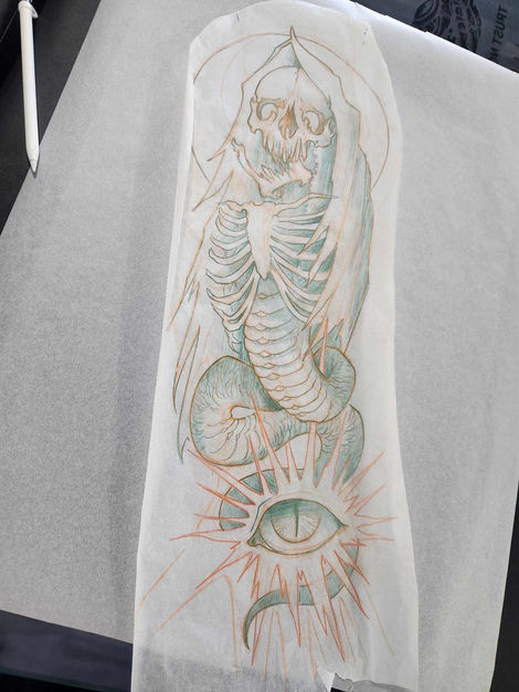 snake and skull neotrad sleeve flash