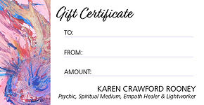 Gift Certificate Psychic Reading, Karen Rooney, Empahtic Healer