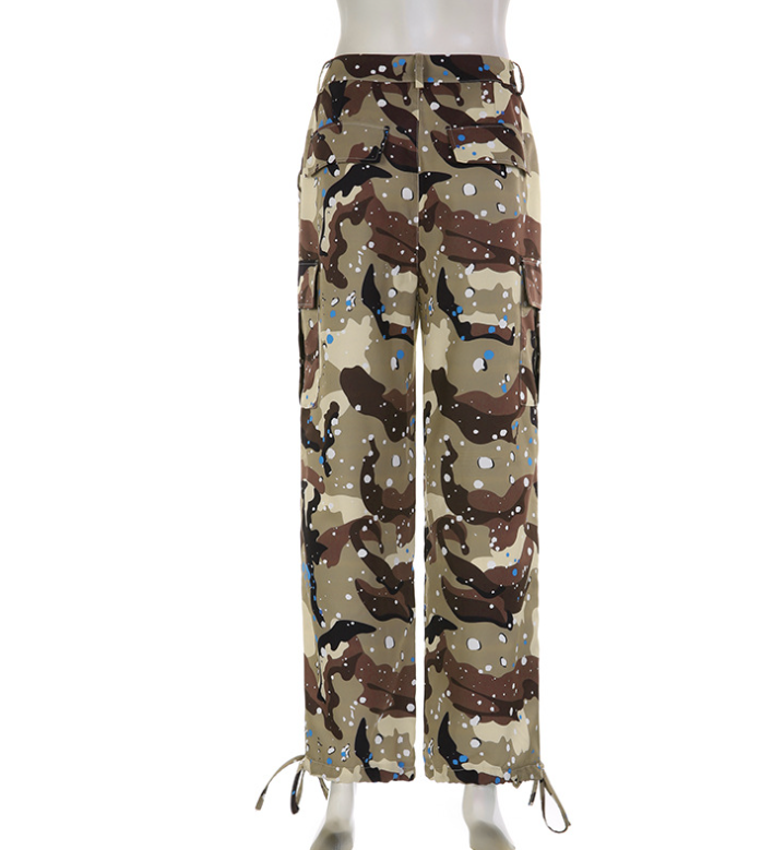 Thumbnail: Women’s High Waist Camouflage Cargo Pants – Loose Streetwear Style