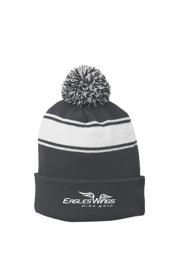 Thumbnail: Eagles Wings Stripe Pom Beanie