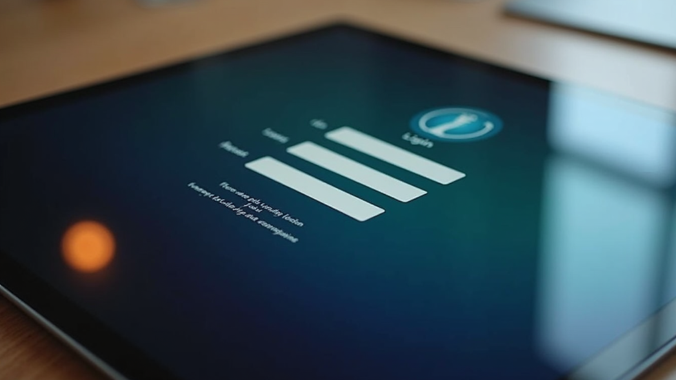 Close-up view of a tablet showing a secure login screen for a legal app