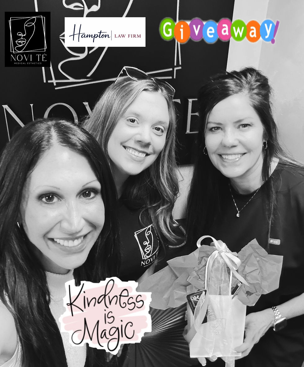 Comment on the Giving Kindness Facebook Posts on either Novi Te’s Page or Hampton Law Firms Page, recognizing someone positively, tag them and share. You will all be entered in the drawing the win Goodie Bags from both businesses. Want to comment more than once? No limits on kindness or drawing entries!