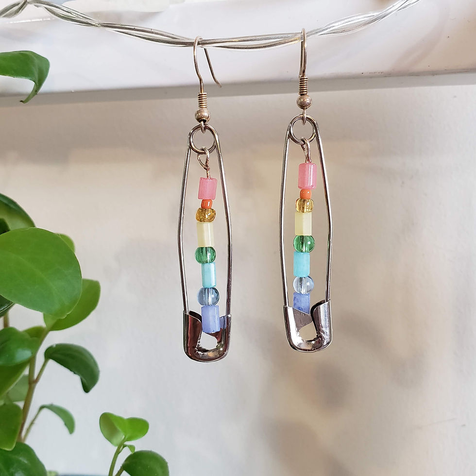 Rainbow Safety Pin Earrings