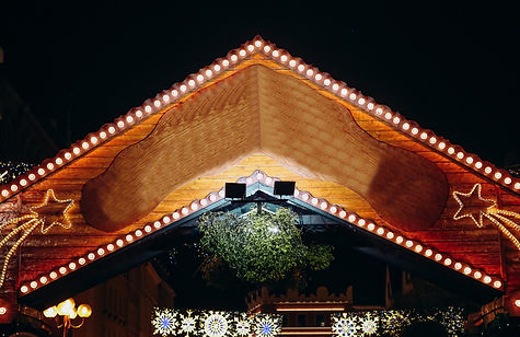 Christmas wooden house fair snowflakes stars market