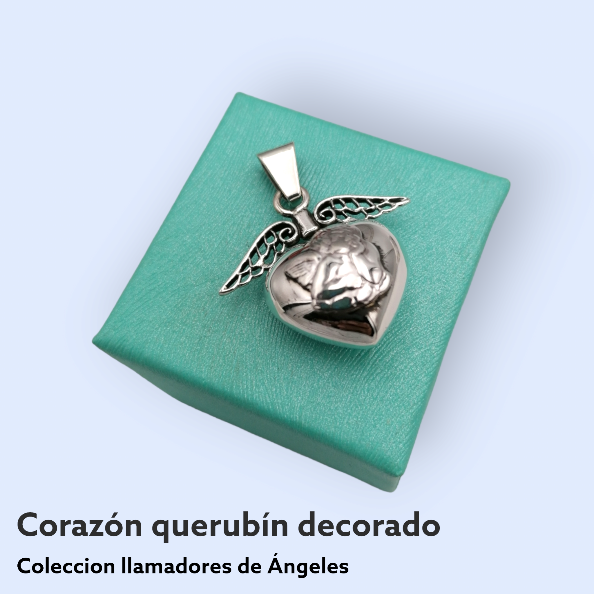 Dije llamador de ángeles querubin plata.925