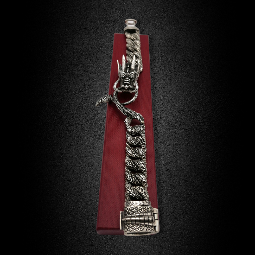 Miniatura: Pulsera de hombre Dragón grosor 1.5 cm plata.925 Gruesa plata.925