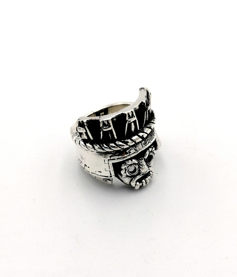 Miniatura: Anillo  Tlaloc dios de la lluvia plata Maciza ley. 925