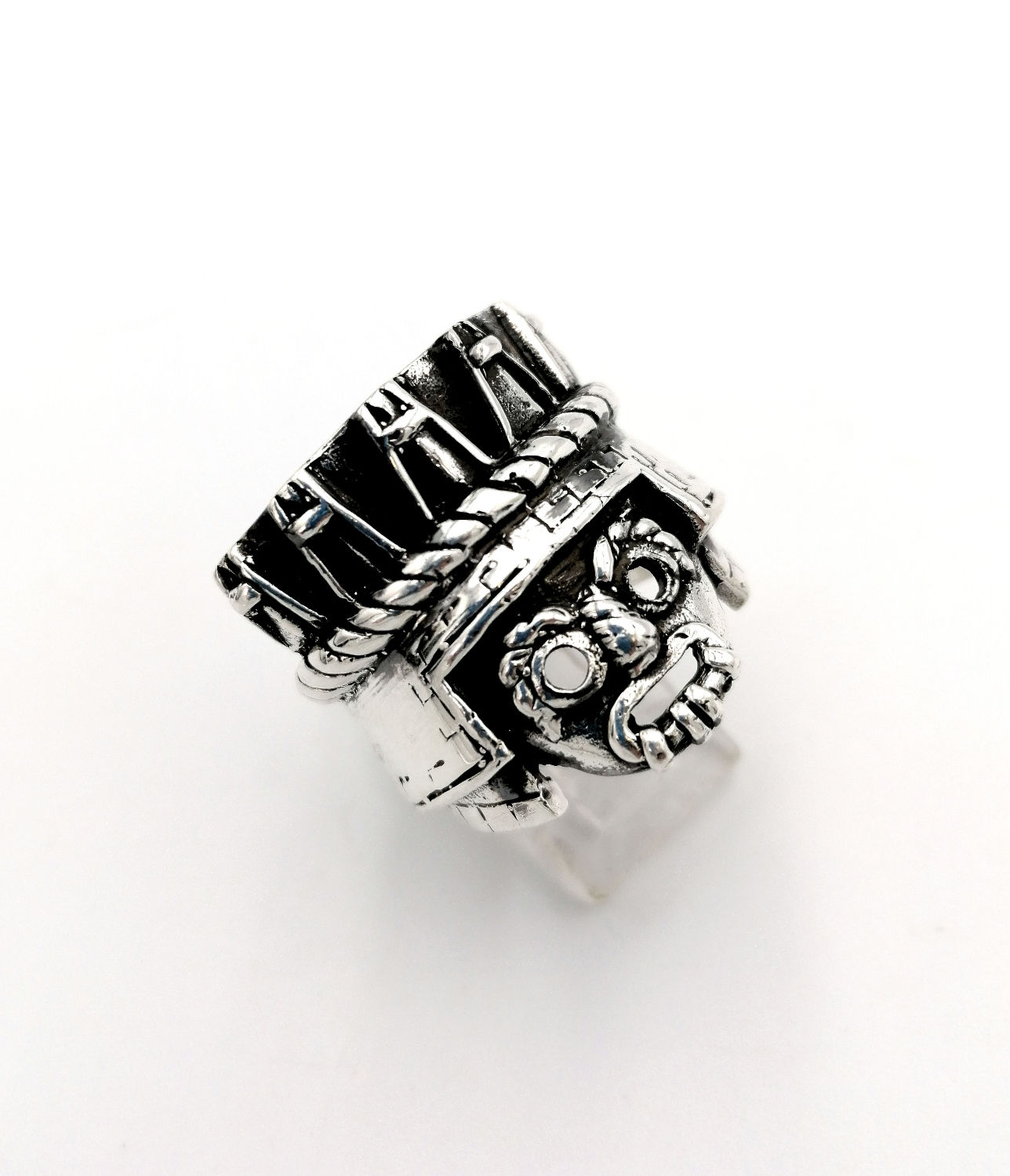 Anillo  Tlaloc dios de la lluvia plata Maciza ley. 925