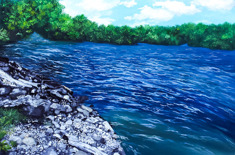Ocean View Scenic Oil Painting.