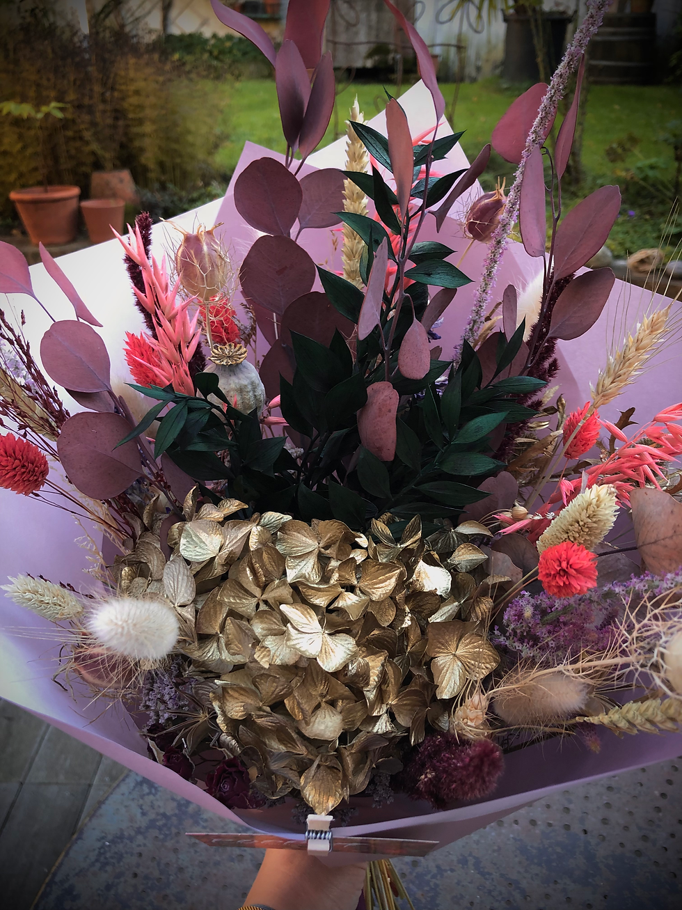 Bouquet Or'tensia sous les populeux empourprés - Popp'yt Créations Florales