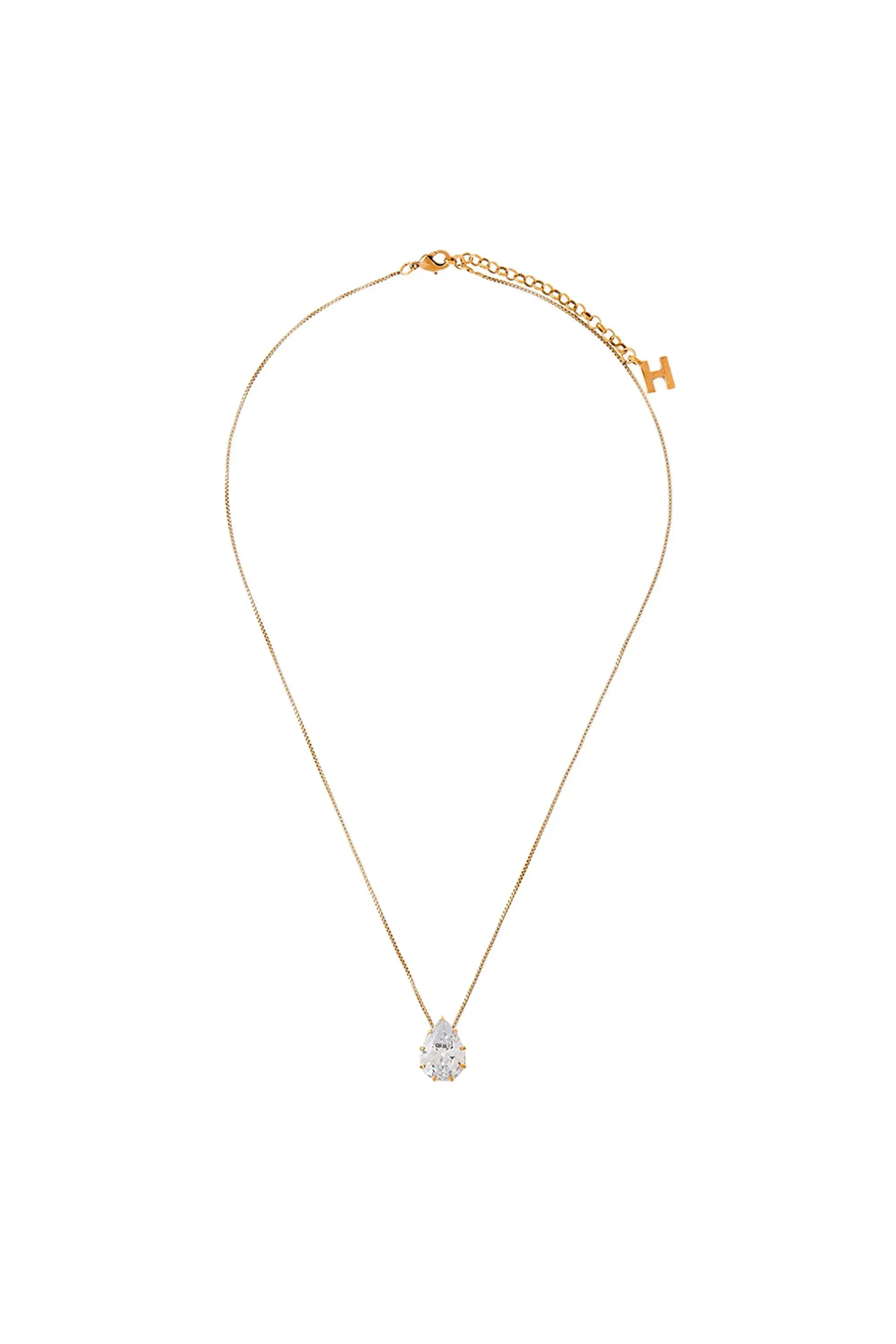 COLAR SOLITARIO PEAR ZIRCONIA OURO