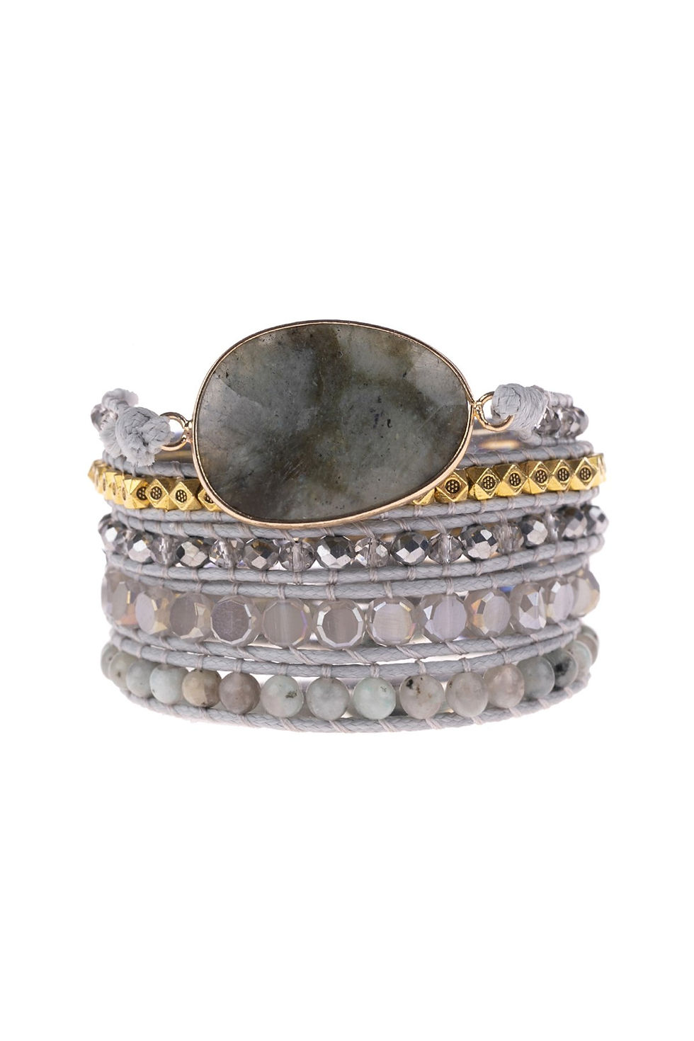 Thumbnail: Hdb3031 - Natural Stone Charm Multibeads Bracelet