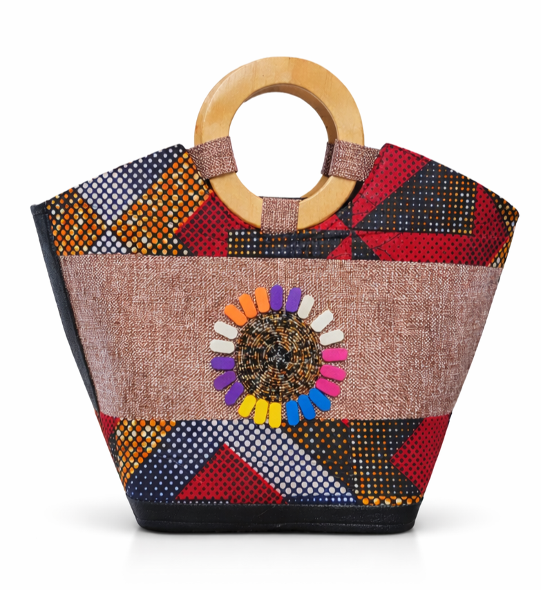 Beaded African Jute Handbag