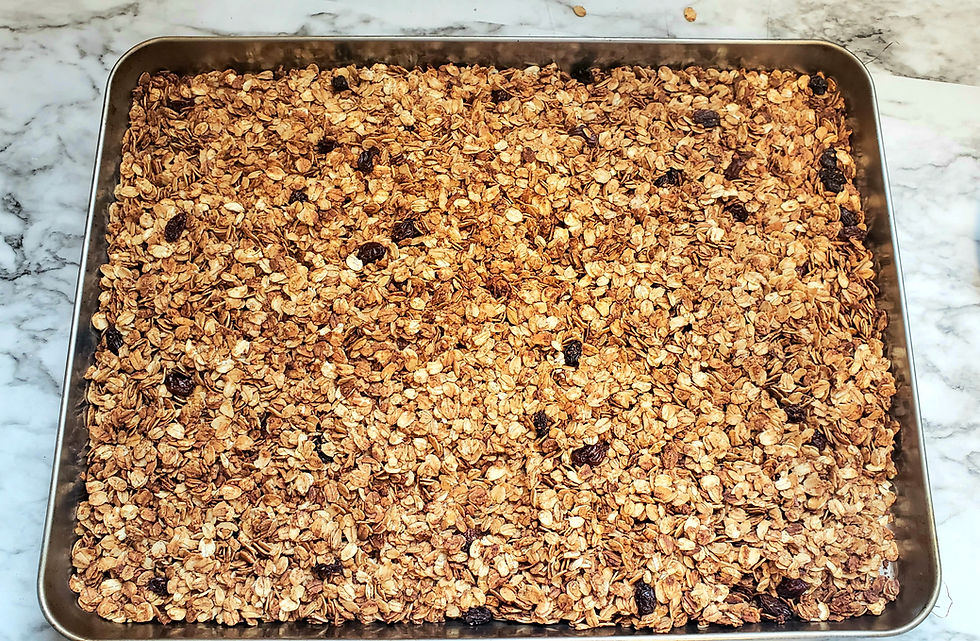 All mixed in darkened nicely from the molasses and baking process