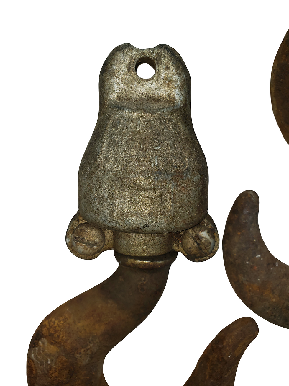 Thumbnail: Pair Vintage Heavy Industrial Crane & Rigging Hooks – Approx. 8" – Original