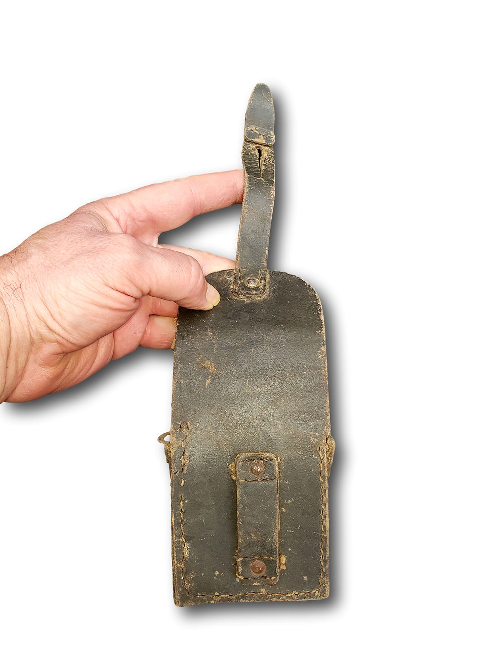 Thumbnail: Vintage Leather Utility Belt Pouch with Stud Closure and Belt Loop, 3.5" x 3.25"