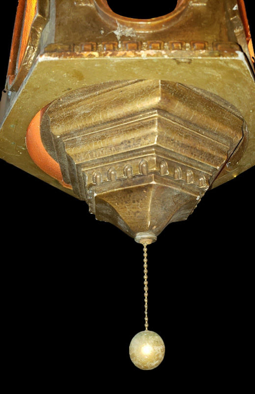 Thumbnail: 1960s Composite Hanging Lantern with Tan Cloth Shade & Pull Chain