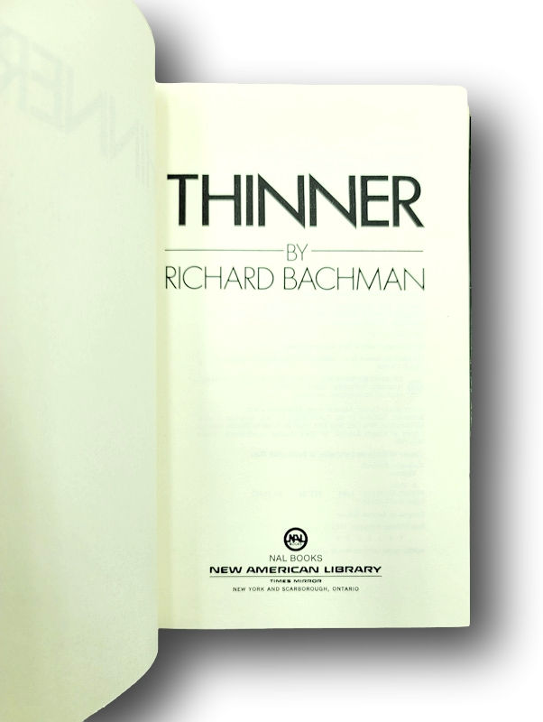 Thumbnail: Thinner — Richard Bachman (Stephen King) — NAL First Edition Hardcover w/ Dust