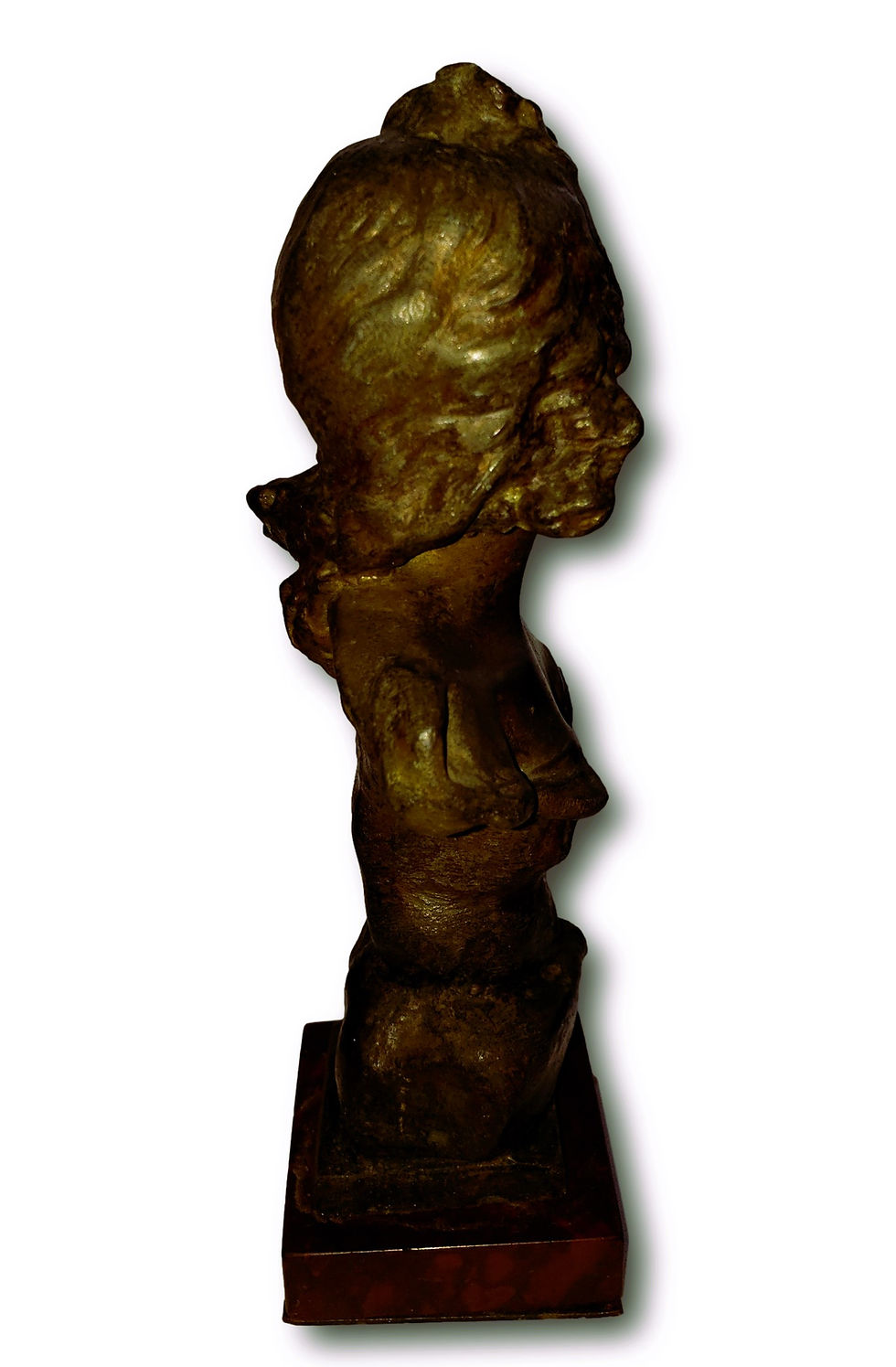 Thumbnail: Vintage Bronze Bust of a Young Woman – Art Nouveau Style Sculpture – 7.5" Tall –