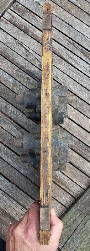Thumbnail: Antique Double-Sided Wooden Industrial Foundry Mold Pattern – 6 Gear Forms –