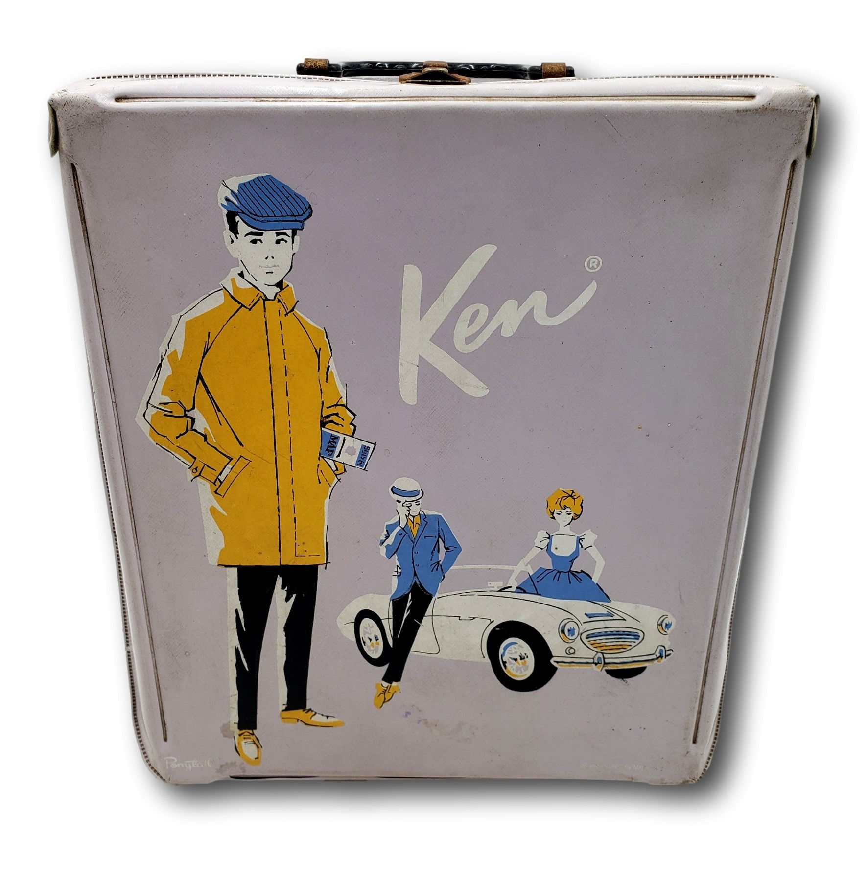 Vintage 1962 Mattel Ken Doll Carrying Case Empty with 2 Ken Accessories Boxes