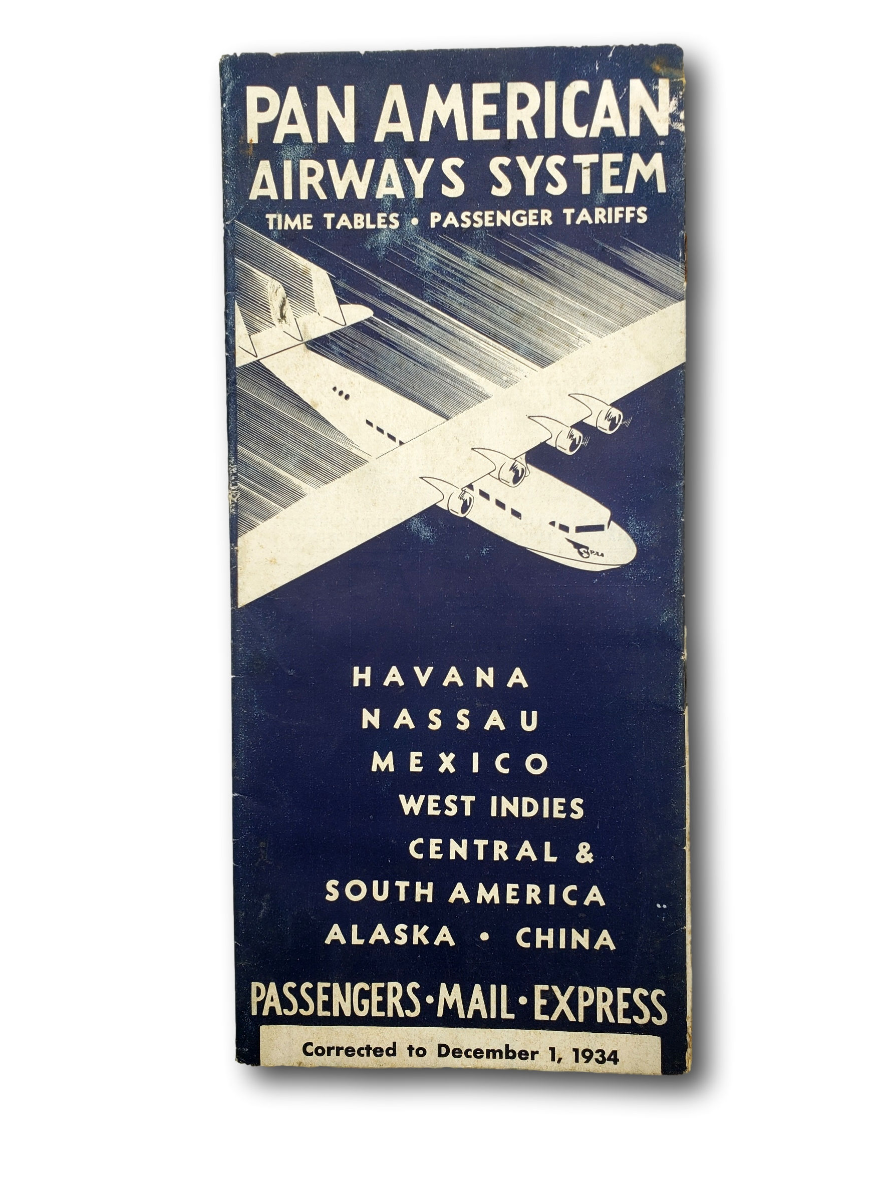 1934 Pan American Airways System Timetable & Passenger Tariffs Brochure