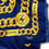 Thumbnail: CHANEL Paris 31 Rue Cambon Chain Print Scarf Blue Gold 34x34 Vintage
