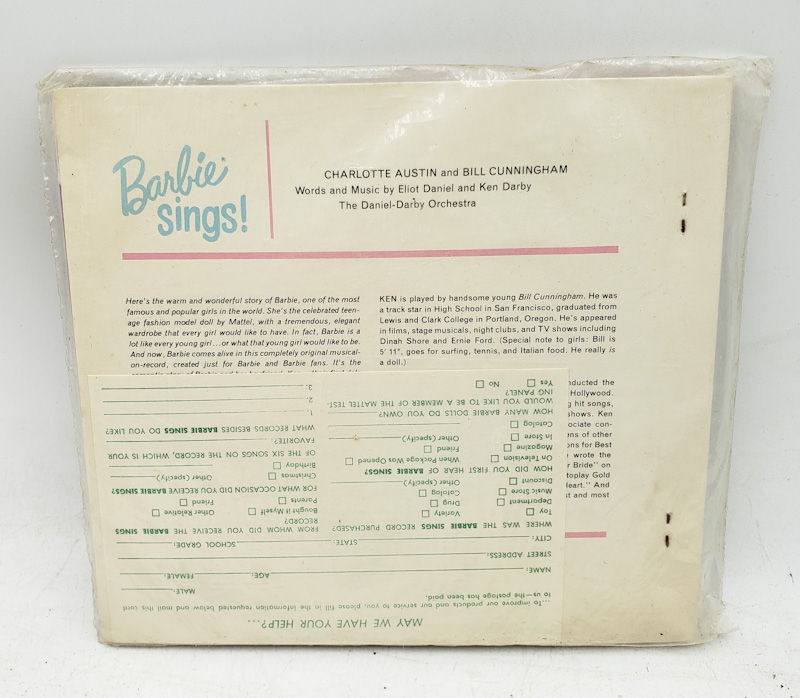Thumbnail: Barbie Sings 6 Terrific Teenage Tunes 45 rpm Sung by Barbie & Ken New Sealed