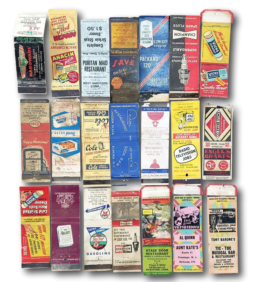 Thumbnail: 78 Vintage Matchbook Covers Lot – Mid-Century Advertising Ephemera + Bonus Paper