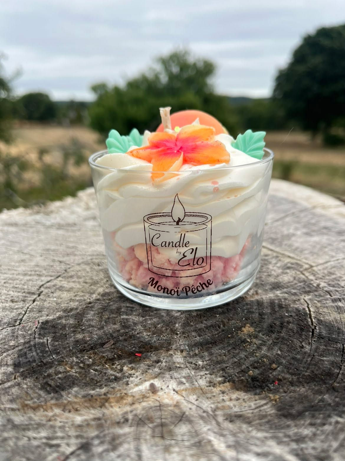 Bougie chantilly Monoï pêche